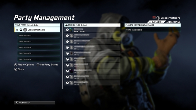 xdefiant party management screen add friends